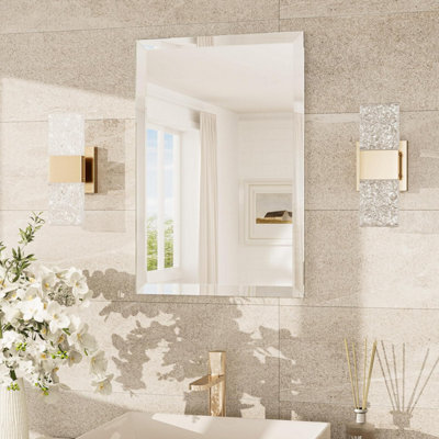 Artloge 40X50Cm Bathroom Mirror Plain Rectangle Frameless Bevelled Wall Mounted from B&Q