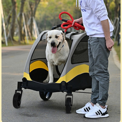 Bingopaw Large Ultra Portable Dog Stroller Pet Pushchair Pram On Wheel Hitch Animal Kennel Cart75.5X105X113Cm from B&Q