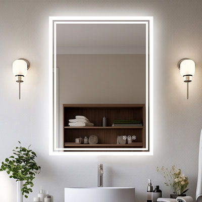 Luvodi 80X60Cm Led Bathroom Mirror Changing Lights Color Vanity Makeup Dimmable Antifog from B&Q