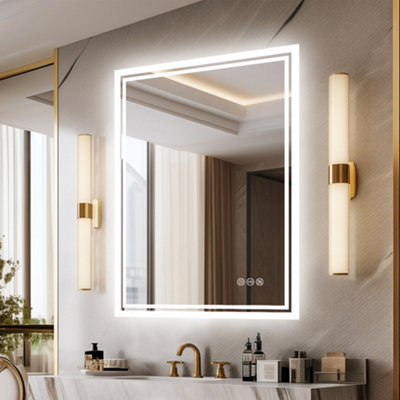Luvodi 70 X 50Cm Led Bathroom Mirror Changing Lights Color Vanity Makeup Dimmable Antifog from B&Q