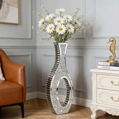 Artloge 76.5Cm Floor Vase Crushed Diamond Mirrored Vase Tall Hollow Out Decorative (Cannot Hold Water) from B&Q