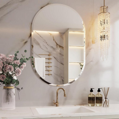 Artloge 80Cm Oblong Wall Mirror Frameless Beveled Bathroom MirrorVertically Or Horizontally from B&Q