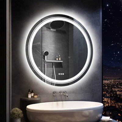 Luvodi 800mm High Quality Round Bathroom Mirror With Light Dimmable Led Demister Wall Mirror from B&Q