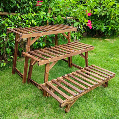 Fativo  3 Tier Wood Plant Stand Ladder Bench Flower Pot Shelves Holder Garden Yard from B&Q
