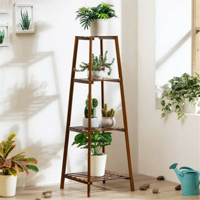 Fativo  Large Bamboo Plant Stand Flower Pot Holder Space Table Display 4 Tier116.5Cm H from B&Q