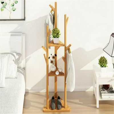 Fativo  Free Standing Coat Rack Hall Stand Shoe Bench Garment Storage Shelves Entryway 166Cm H from B&Q