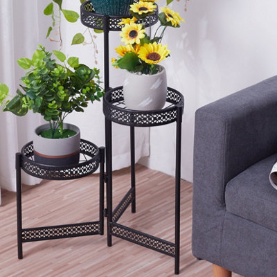 Fativo  3 Tier Plant Stand Garden Planter Metal Flower Pot Rack Corner Shelving Indoor Outdoor L51Xh70Cm from B&Q