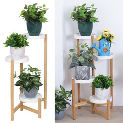 Fativo  4 Tier Indoor Corner Bamboo Plant Stand Round Planter Potted Holder End Table Display 80Cm H from B&Q