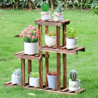 Fativo  4 Tier Flower Plant Stand Pot Shelf Display Tabletop Ladder Garden Rack L58Xw11.5Xh50Cm from B&Q