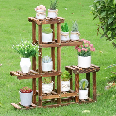 Fativo  Plant Stand Small Wood Planter Shelf For Succulent Tabletop Window Garden Rack L60Xw11.5Xh61.5Cm from B&Q