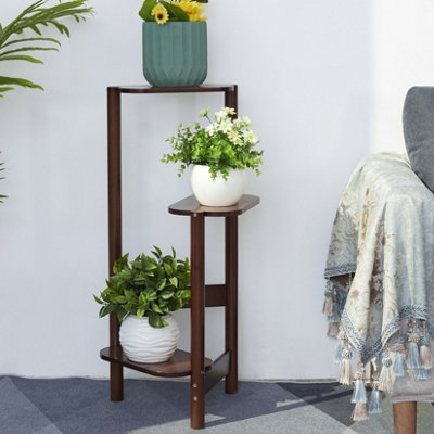 Fativo  3 Tier Bamboo Corner Plant Stand Flower Pot Holder Shelf Indoor High Low Display Stand from B&Q