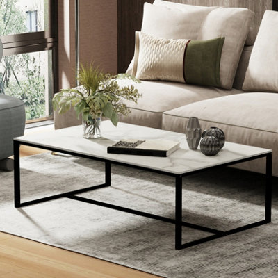 Fativo Fatiov 100L X 60W Cm Heavy Duty Sintered Stone Marble Coffee Table Anit-Scratch Center Tea Table Accent Table Bench from B&Q