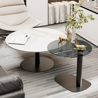 Fativo 2 Pcs Nesting Coffee Table Set With Round Tabletop For Living Room from B&Q