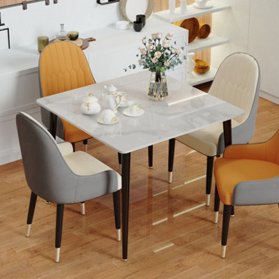 Fativo 31.5" Square Heavy Duty Solid Sintered Stone Marble Dining Table Restaurant Bar Cafe Bistro Table from B&Q