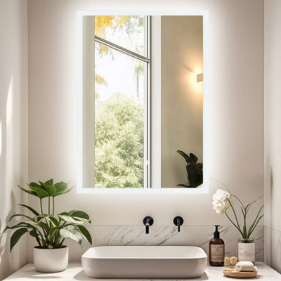 Luvodi 600X800mm Backlit Led Bathroom MirrorAnti-Fog3 Colors LightDimmable Smart Makeup Mirror With Touch Switch from B&Q