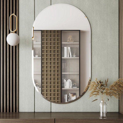 Artloge 500X1000mm Oval Frameless Wall Mirror Bathroom Mirror Beveled Edge from B&Q