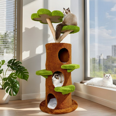 Bingopaw 148X61Cm Xl Solid Wood Cat Tree Tower Multi-Level Indoor Cat Condo With Scratching Posts from B&Q
