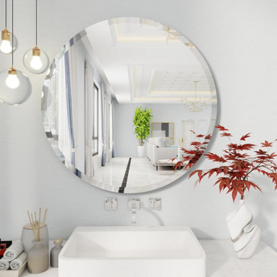 Artloge 40Cm Round Wall Mirror Beveled Edge Frameless For Bathroom Vanity Bedroom Cloakroom from B&Q