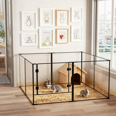 Bingopaw 122X61Cm Clear Acrylic Dog Playpen Indoor Pet Fence With 8 Clear Panels For RabbitsCatsHedgehogs from B&Q