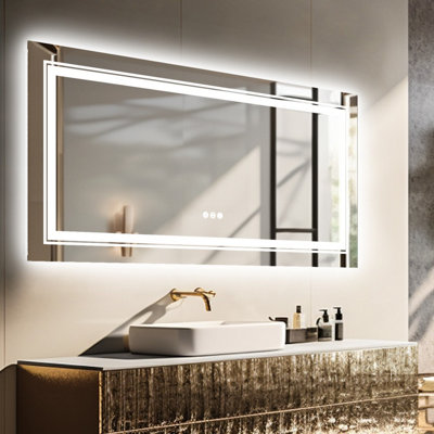Luvodi 1050X500mm Led Illuminated Bathroom Mirror Anti-Fog Shatterproof Aluminum Frame