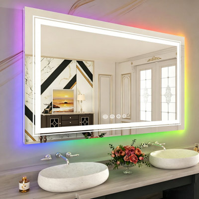 Luvodi 1200X800mm Led Bathroom Vanity Mirror Dimmable Anti-Fog Rgb Backlit+Front Lighted from B&Q