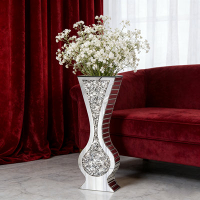 Artloge 68.5Cm Tall Crystal Floor Vase Crushed Diamond Floor Big Glass Vase Sparkle Twinkle (Cannot Hold Water) from B&Q