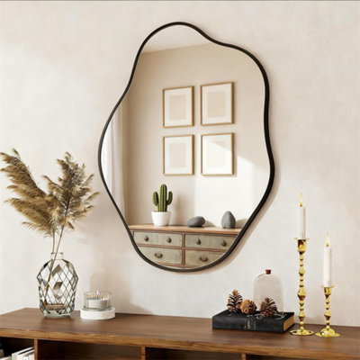 Artloge 60X80Cm Irregular Black-Rimmed Entryway Decor Mirror Aluminum Bathroom Makeup Mirror from B&Q