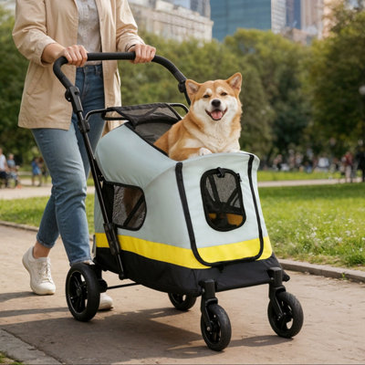 Bingopaw 62X73X102Cm One-Click Foldable Pet Stroller Dog Pram With Mesh Windows For Small Pets from B&Q