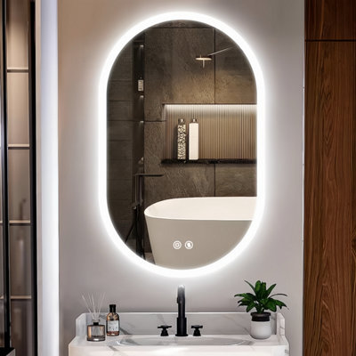 Luvodi 500X800mm Oval Led Bathroom Mirror Anti-Fog Dimmable Backlit Vanity Mirrors  Horizontal/vertical from B&Q