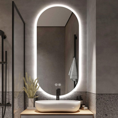 Luvodi 500X1000mm Oval Led Bathroom Mirror Anti-Fog Dimmable Backlit Vanity Mirrors With 2 Buttons from B&Q