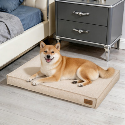 Bingopaw Orthopedic Dog Bed For Crate88X59X10Cm  Dog Crate Bed For Aggresive ChewersKhaki from B&Q