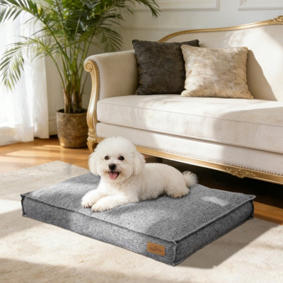 Bingopaw Orthopedic Foam Dog Bed75X50X10Cm Linen Calming Surface Waterproof Comfort Mattress Pillow from B&Q