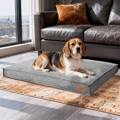 Bingopaw Orthopedic Foam Dog Bed88X59X10Cm Linen Calming Surface Waterproof Comfort Mattress Pillow from B&Q