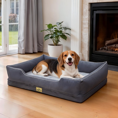 Bingopaw 94.5X67X19.5Cm Orthopedic Dog BedCalming Pet Sofa Couch Enhanced BolsterNonslip BottomGrey from B&Q
