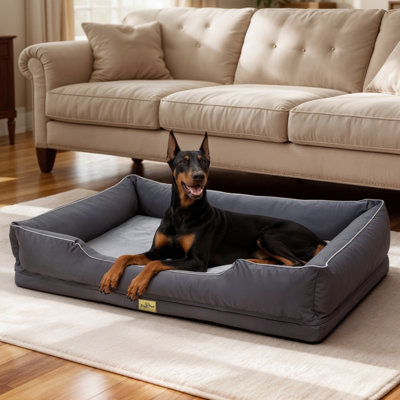 Bingopaw 127X94X24Cm Orthopedic Dog BedCalming Pet Sofa Couch Enhanced BolsterNonslip BottomGrey from B&Q