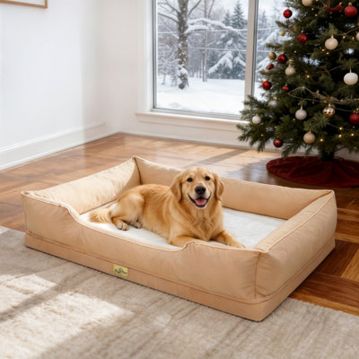Bingopaw 127X94X24Cm Dog Bed Orthopedic Waterproof Nesting Bed Removable Cover Pet Crate BedsBeige from B&Q