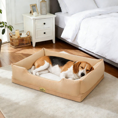 Bingopaw 94.5X67X19.5Cm Dog Bed Orthopedic Waterproof Nesting Bed Removable Cover Pet Crate BedsBeige from B&Q