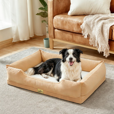 Bingopaw 105X75.5X21Cm Dog Bed Orthopedic Waterproof Nesting Bed Removable Cover Pet Crate BedsBeige from B&Q