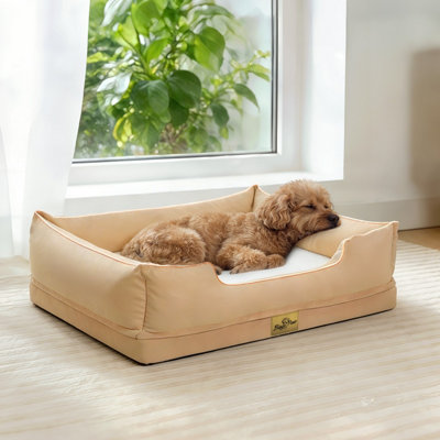 Bingopaw 77X63X18Cm Dog Bed Orthopedic Waterproof Nesting Bed Removable Cover Pet Crate BedsBeige from B&Q
