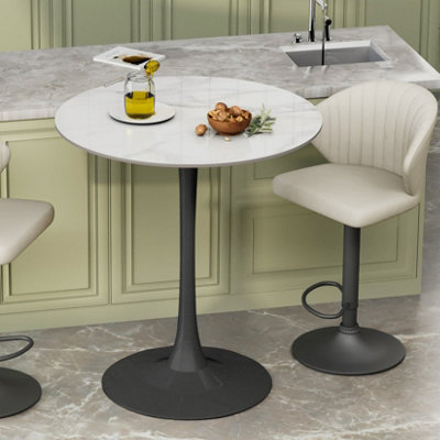Fativo 76Cm Round Bar Sintered Stone Marble Table 100Cm H Circular Cocktail TableCounter Bistro Pub Tables from B&Q