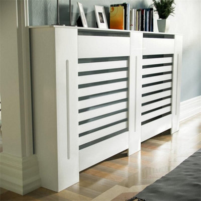 Fativo Horizontal Radiator Cover Grill Shelf Cabinet Mdf Wood Modern Traditional Furniture (19D X 152W X 92.2H Cm) from B&Q