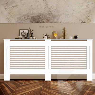 Fativo Horizontal Radiator Cover Grill Shelf Cabinet Mdf Wood Modern Traditional Furniture (19D X 172W X 92.2H Cm) from B&Q