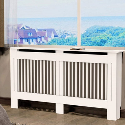 Fativo Vertical Radiator Cover Grill Shelf Cabinet Mdf Wood Modern Traditional Furniture (19D X  152W X 92.2H Cm) from B&Q