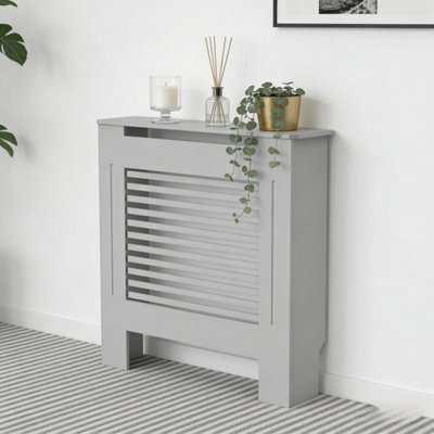 Fativo Grey Horizontal Radiator Cover Grill Shelf Cabinet Mdf Wood Modern Traditional Furniture (19D X 78W X 92.2H Cm) from B&Q