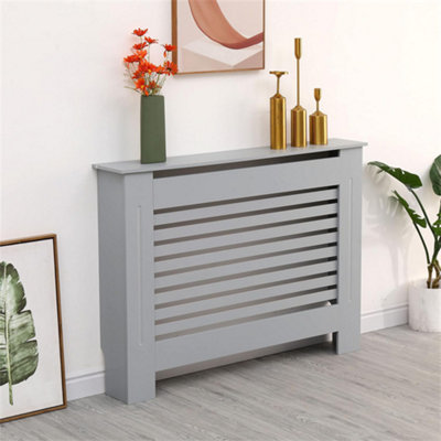 Fativo Grey Horizontal Radiator Cover Grill Shelf Cabinet Mdf Wood Modern Traditional Furniture (19D X 111W X 92.2H Cm) from B&Q