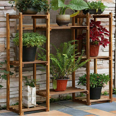 Fativo  Multi-Tier Stylish Bamboo Plant Stand Indoor&outdoor 8 Pot Bonsai Display Shelf from B&Q
