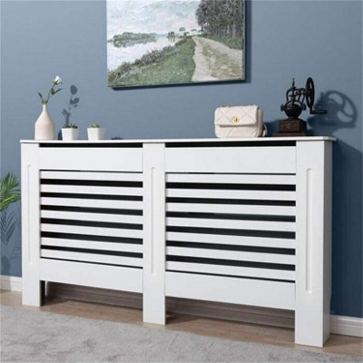 Fativo Horizontal Radiator Cover Grill Shelf Cabinet Mdf Wood Modern Traditional Furniture (19D X 152W X 101.2H Cm) from B&Q