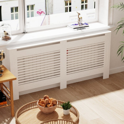 Fativo Horizontal Radiator Cover Grill Shelf Cabinet Mdf Wood Modern Traditional Furniture (19D X 172W X 101.2H Cm) from B&Q