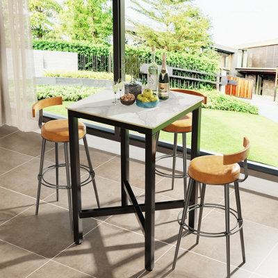 Fativo L70 X W70 X H105 Cm Sintered Stone Marble Table Square Bar Table Kitchen Dining Table Cocktail Hour from B&Q