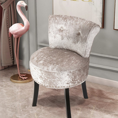 Fativo 1Pcs 70Cm H Crushed Velvet Vanity Stool Dressing Table Chair Bedroom Makeup Chair W/backrestGrey from B&Q
